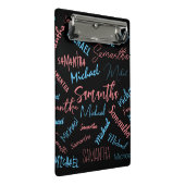 Zwei Namen Paare Muster monogramm blaues Licht pin Mini Klemmbrett (Schrägansicht)