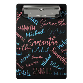 Zwei Namen Paare Muster monogramm blaues Licht pin Mini Klemmbrett