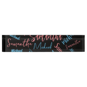 Zwei Namen Paare Muster monogramm blaues Licht pin Namensplakette