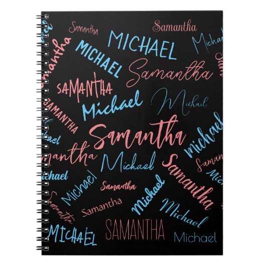 Zwei Namen Paare Muster monogramm blaues Licht pin Notizblock (Vorderseite)