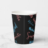 Zwei Namen Paare Muster monogramm blaues Licht pin Pappbecher (Rechts)