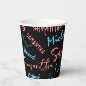 Zwei Namen Paare Muster monogramm blaues Licht pin Pappbecher (Vorderseite)