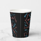 Zwei Namen Paare Muster monogramm blaues Licht pin Pappbecher (Rechts)