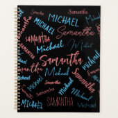 Zwei Namen Paare Muster monogramm blaues Licht pin Planer (Vorderseite)