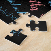 Zwei Namen Paare Muster monogramm blaues Licht pin Puzzle (Seite)