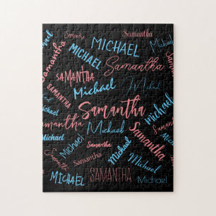 Zwei Namen Paare Muster monogramm blaues Licht pin Puzzle