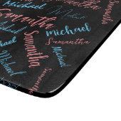 Zwei Namen Paare Muster monogramm blaues Licht pin Schneidebrett (Ecke)