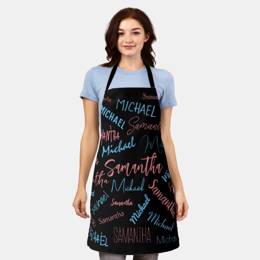 Zwei Namen Paare Muster monogramm blaues Licht pin Schürze (Getragen)