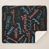 Zwei Namen Paare Muster monogramm blaues Licht pin Sherpadecke (Vorderseite (Horizontal))