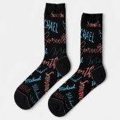 Zwei Namen Paare Muster monogramm blaues Licht pin Socken (Linkes Detail)