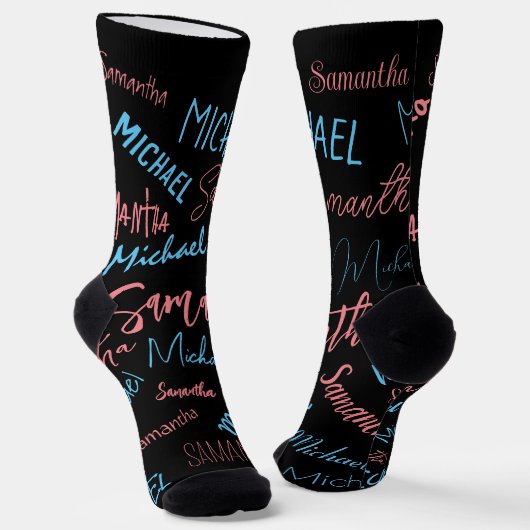 Zwei Namen Paare Muster monogramm blaues Licht pin Socken (Gewinkelt)