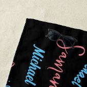 Zwei Namen Paare Muster monogramm blaues Licht pin Strandtuch (Beispiel)