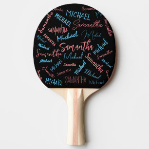 Zwei Namen Paare Muster monogramm blaues Licht pin Tischtennis Schläger