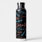 Zwei Namen Paare Muster monogramm blaues Licht pin Trinkflasche (Links)