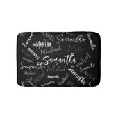 Zwei Namen, zwei Muster monogramm schwarz grau wei Badematte (Vorderseite)
