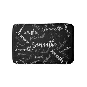 Zwei Namen, zwei Muster monogramm schwarz grau wei Badematte