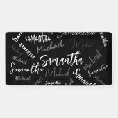 Zwei Namen, zwei Muster monogramm schwarz grau wei Banner (Horizontal)
