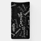 Zwei Namen, zwei Muster monogramm schwarz grau wei Banner (Vertikal)