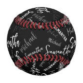 Zwei Namen, zwei Muster monogramm schwarz grau wei Baseball (Vorderseite)