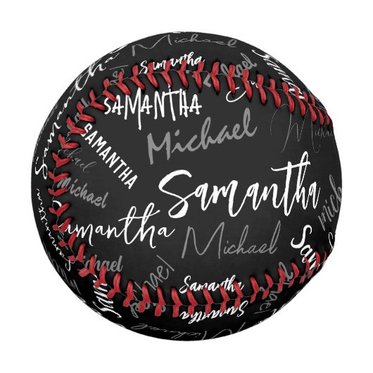 Zwei Namen, zwei Muster monogramm schwarz grau wei Baseball (Vorderseite Links)