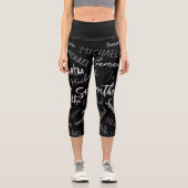 Zwei Namen, zwei Muster monogramm schwarz grau wei Capri Leggings (Vorderseite)