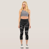 Zwei Namen, zwei Muster monogramm schwarz grau wei Capri Leggings (Vorderseite)