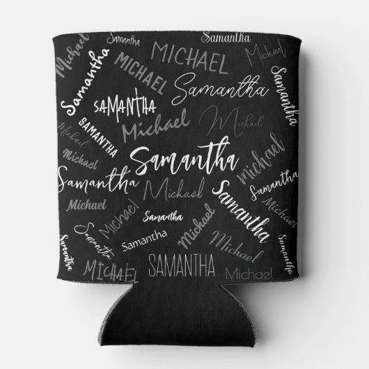 Zwei Namen, zwei Muster monogramm schwarz grau wei Dosenkühler (Rückseite)