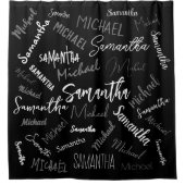 Zwei Namen, zwei Muster monogramm schwarz grau wei Duschvorhang (Vorderseite)