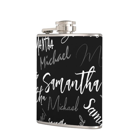 Zwei Namen, zwei Muster monogramm schwarz grau wei Flachmann (Links)