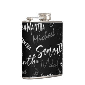 Zwei Namen, zwei Muster monogramm schwarz grau wei Flachmann (Rechts)