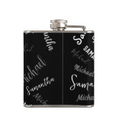 Zwei Namen, zwei Muster monogramm schwarz grau wei Flachmann (Rückseite)