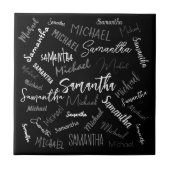 Zwei Namen, zwei Muster monogramm schwarz grau wei Fliese (Vorderseite)