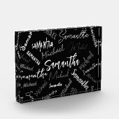 Zwei Namen, zwei Muster monogramm schwarz grau wei Fotoblock (Links)