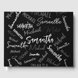 Zwei Namen, zwei Muster monogramm schwarz grau wei Gästebuch