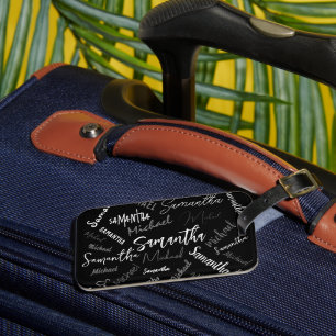 Zwei Namen, zwei Muster monogramm schwarz grau wei Gepäckanhänger