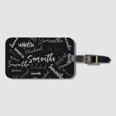 Zwei Namen, zwei Muster monogramm schwarz grau wei Gepäckanhänger (Vorderseite (Horizontal))