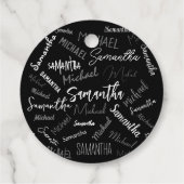 Zwei Namen, zwei Muster monogramm schwarz grau wei Geschenkanhänger (Rückseite)