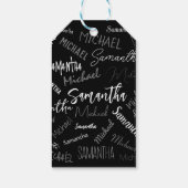 Zwei Namen, zwei Muster monogramm schwarz grau wei Geschenkanhänger (Rückseite)