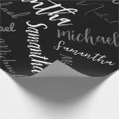Zwei Namen, zwei Muster monogramm schwarz grau wei Geschenkpapier (Ecke)