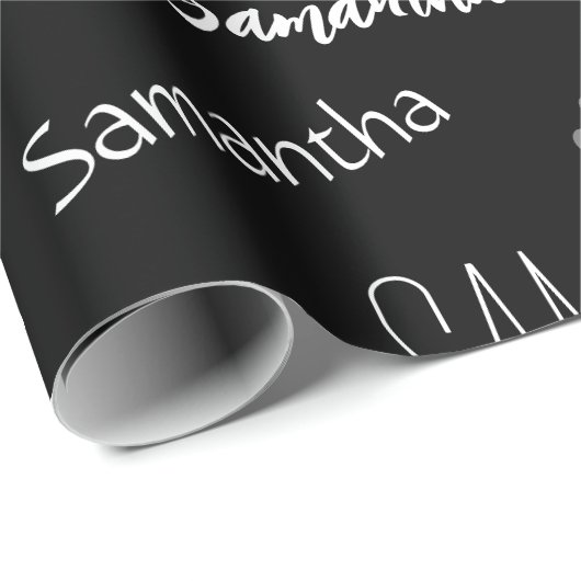 Zwei Namen, zwei Muster monogramm schwarz grau wei Geschenkpapier (Rolleneckpunkt)