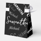 Zwei Namen, zwei Muster monogramm schwarz grau wei Geschenkschachtel (Rückseite)