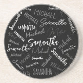 Zwei Namen, zwei Muster monogramm schwarz grau wei Getränkeuntersetzer (Vorne)