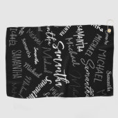 Zwei Namen, zwei Muster monogramm schwarz grau wei Golfhandtuch (Horizontal)