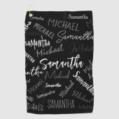 Zwei Namen, zwei Muster monogramm schwarz grau wei Golfhandtuch (Vorderseite)