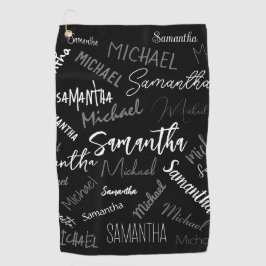 Zwei Namen, zwei Muster monogramm schwarz grau wei Golfhandtuch