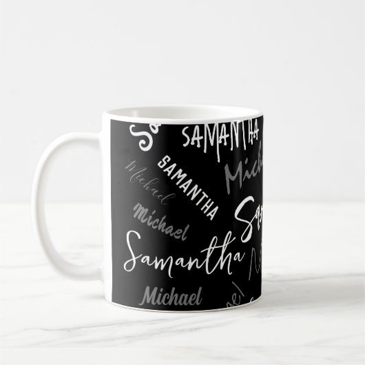 Zwei Namen, zwei Muster monogramm schwarz grau wei Kaffeetasse (Links)