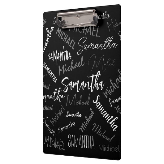 Zwei Namen, zwei Muster monogramm schwarz grau wei Klemmbrett (Links)