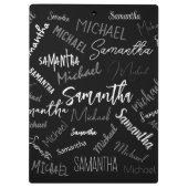 Zwei Namen, zwei Muster monogramm schwarz grau wei Klemmbrett (Rückseite)