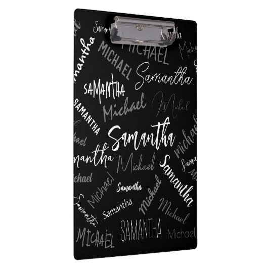 Zwei Namen, zwei Muster monogramm schwarz grau wei Klemmbrett (Rechts)