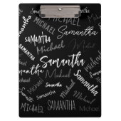 Zwei Namen, zwei Muster monogramm schwarz grau wei Klemmbrett (Vorderseite)